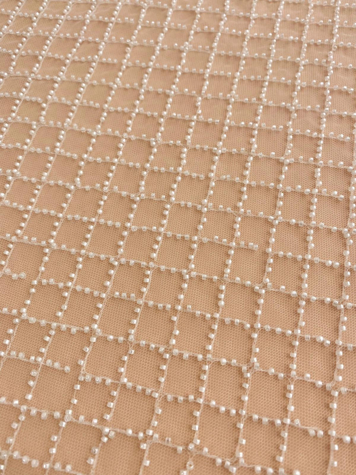 Lace with Geometric Pattern, with Pearls and Sequins