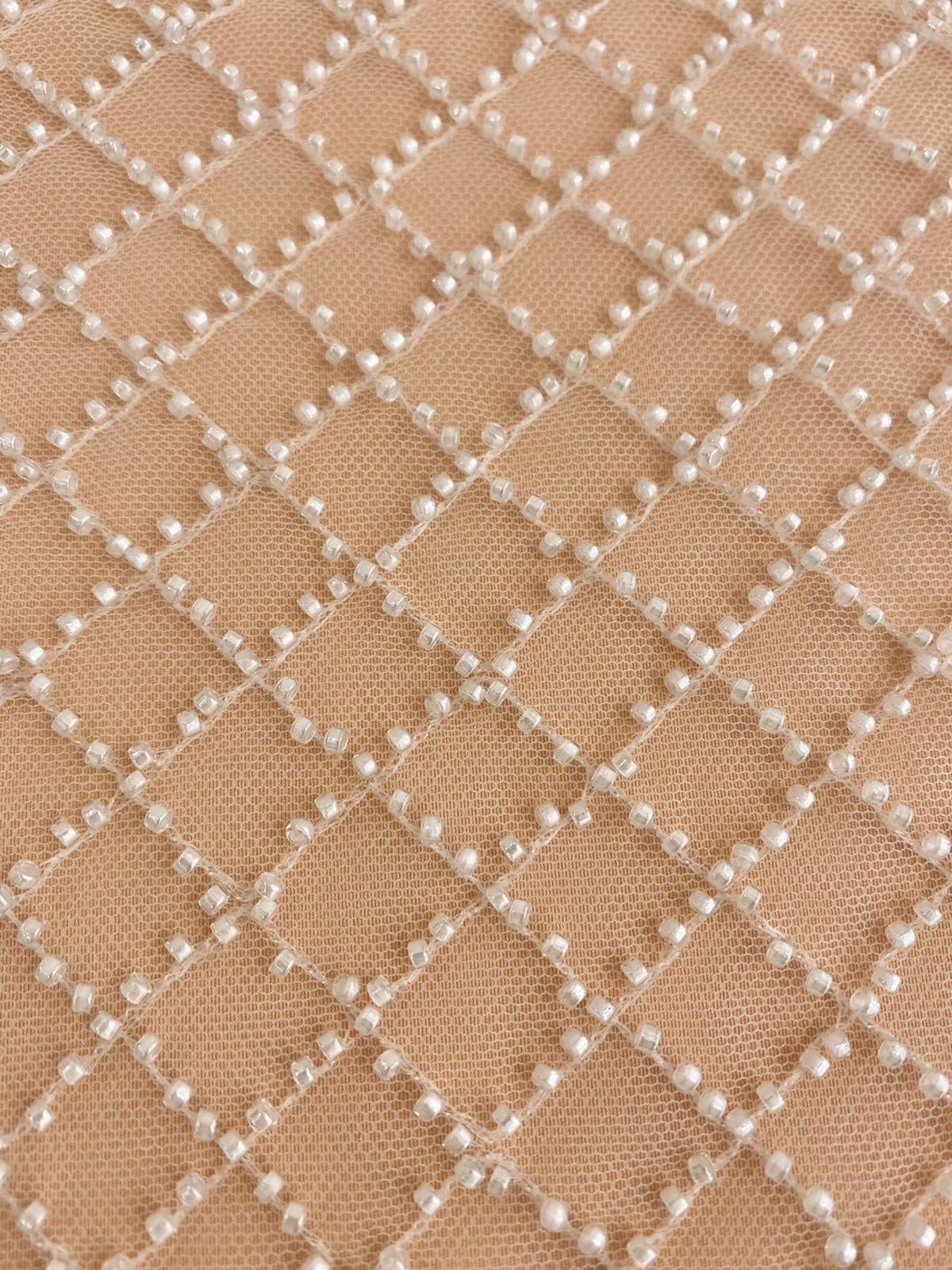 Lace with Geometric Pattern, with Pearls and Sequins
