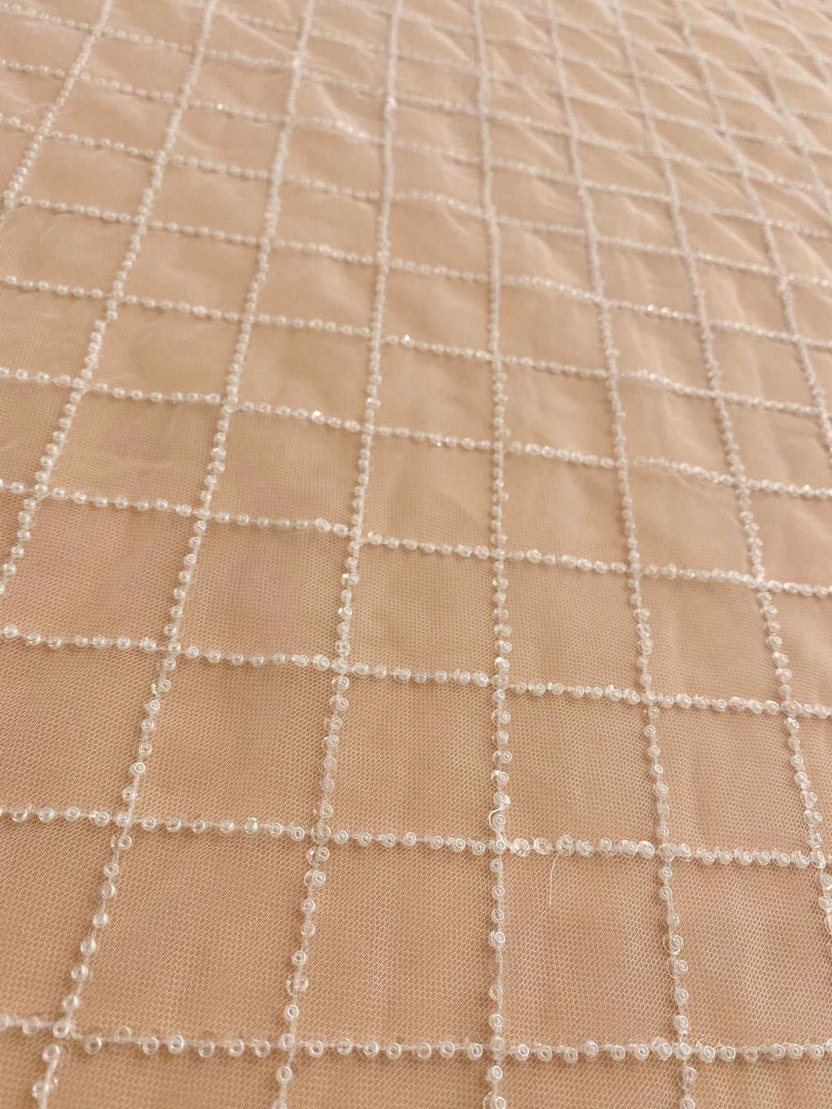 Lace with Geometric Pattern, with Pearls and Sequins